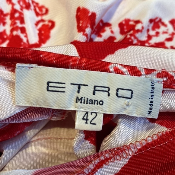Etro red print jersey 3/4 sleeve dress size 6 - Picture 5 of 6